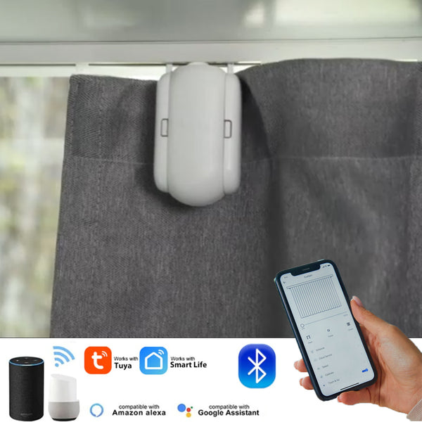 Smart Robot For Curtain with Bluetooth Wireless , Compatible with Alexa, Google Home (Rod - I-rail - U-rail)